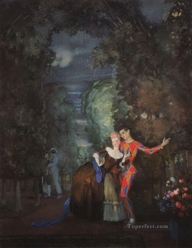 Konstantin Somov Painting - lady and harlequin Konstantin Somov